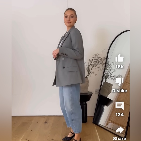 NWT Massimo Dutti double breasted gray blazer size 10 - Picture 7 of 10